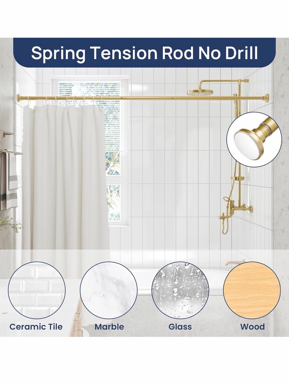 NWT Gold Shower Curtain Rod Set - Picture 7 of 7